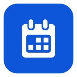 a blue square icon with a white square icon and a blue square icon with a white square icon