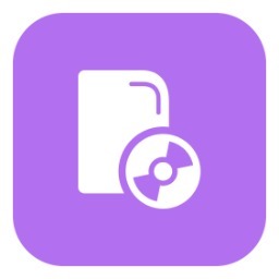 a purple square icon with a white recal and a white recal