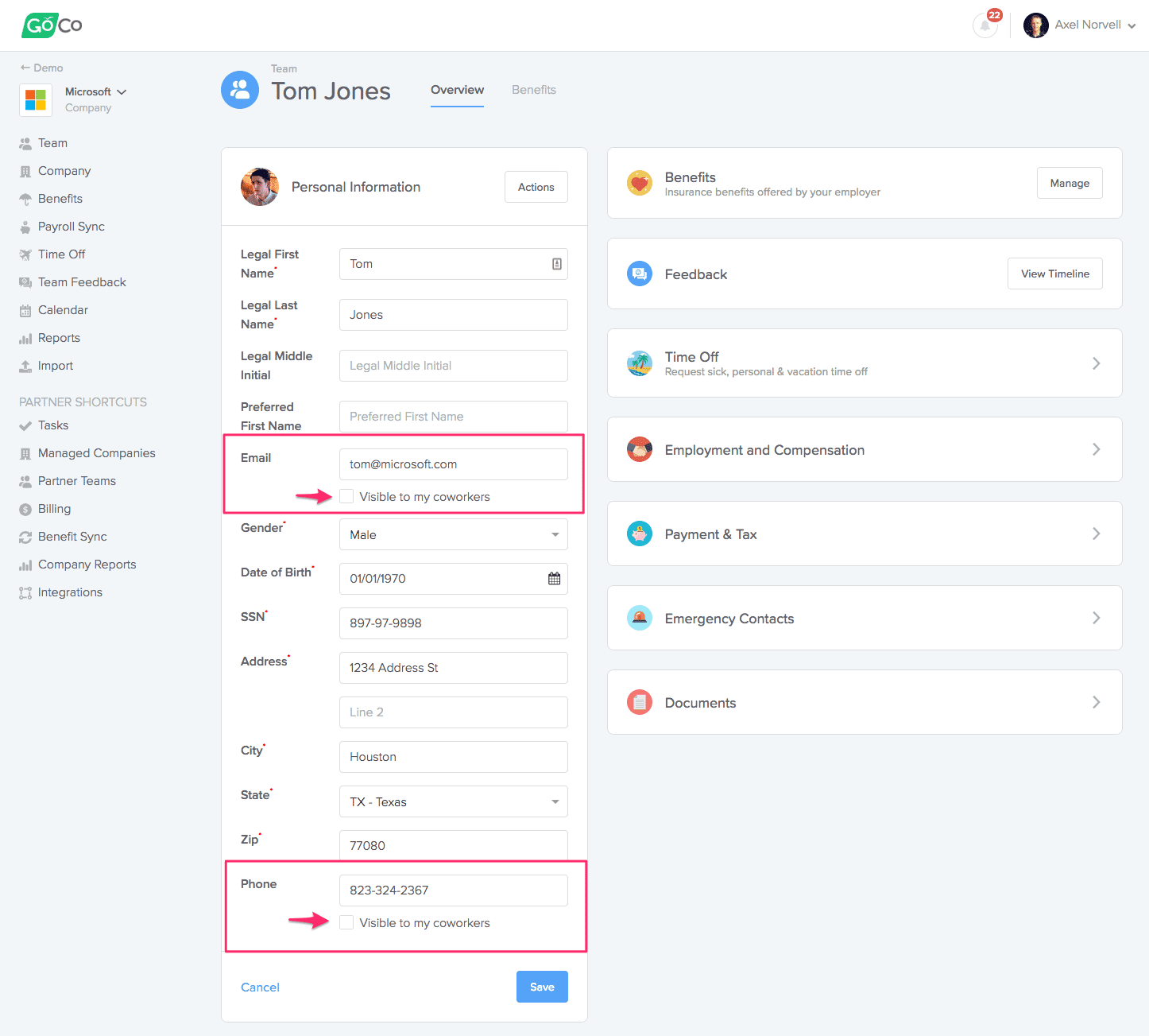 an org chart in GoCo 4