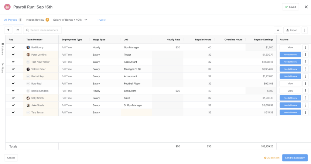 New Payroll Grid