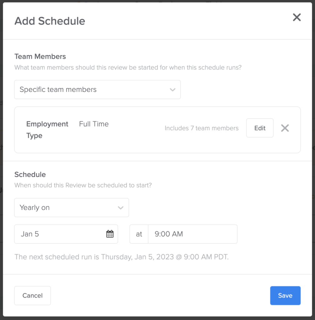 performance review scheduling