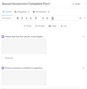 sexual harassment workflow screenshot 3