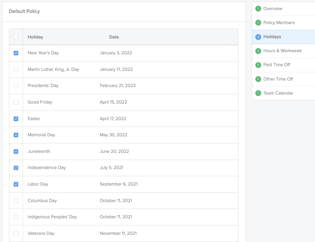 a screen shot of how to add additional paid holidays in GoCo