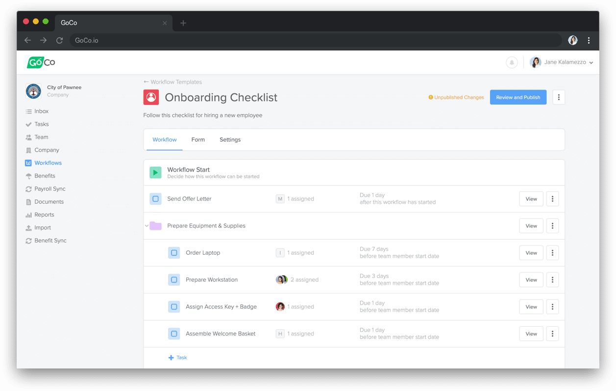 a screenshot of an onboarding checklist