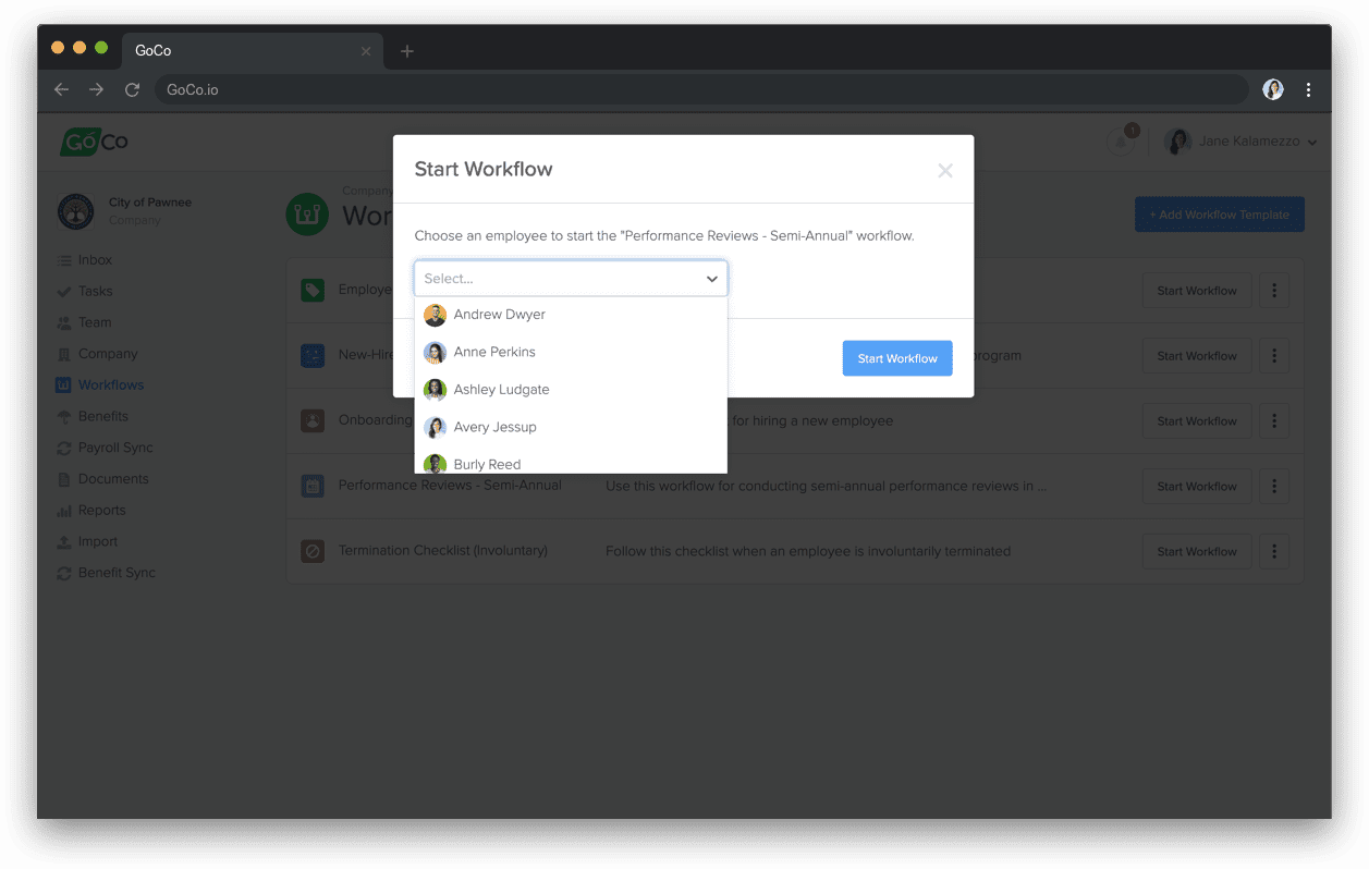 a screenshot of an onboarding workflow