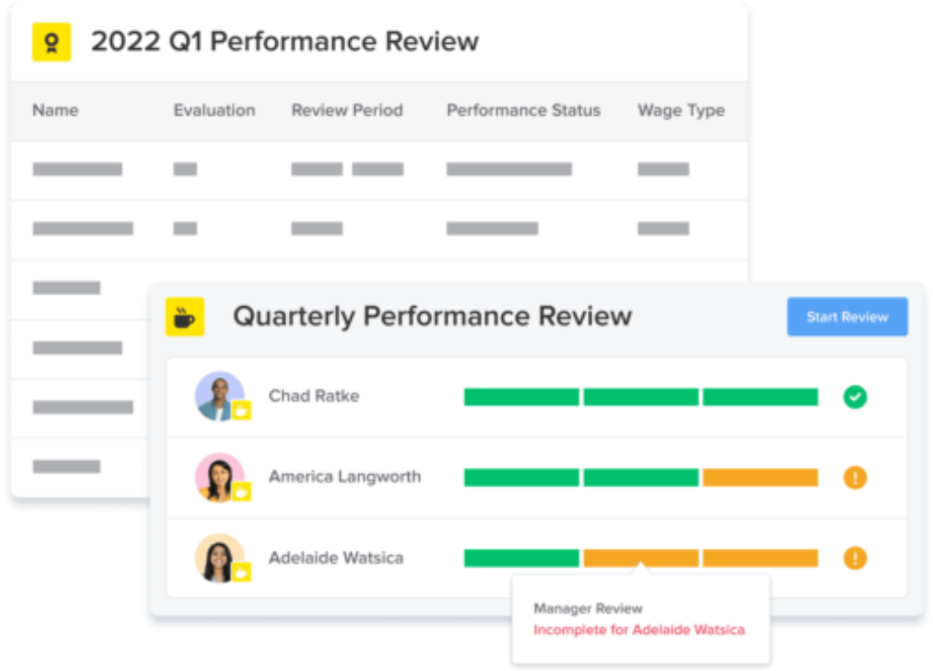 Running reviews inside your employee management system makes it easy to design custom reports to view review responses, feedback, and employment data in one place.