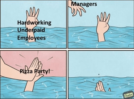 a cartoon depicting a hand reaching out to a person in the water