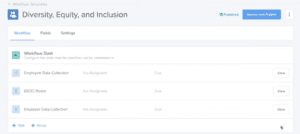 A customizable workflow within the GoCo system to aid with DEI data collection.