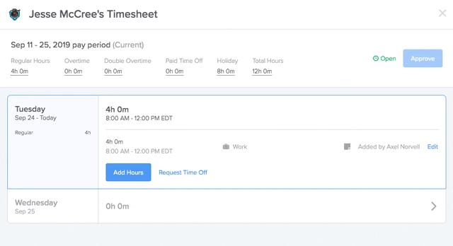 gif of an employee filling out their timesheet