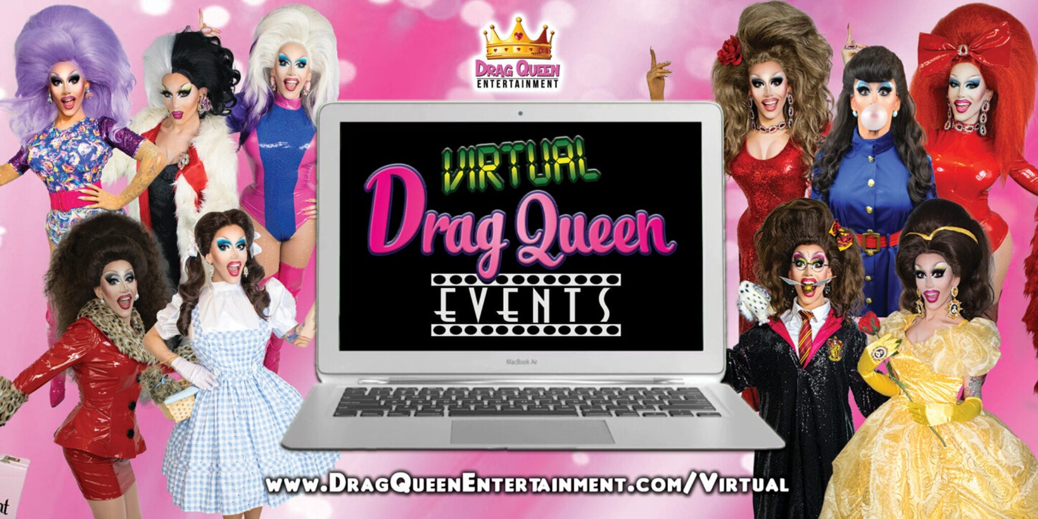 virtual drag queen events banner