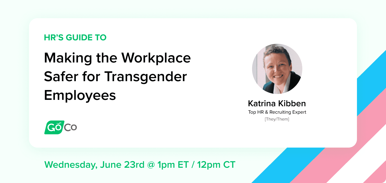 a white card with the words, ' making a workplace safer for transgender employees '