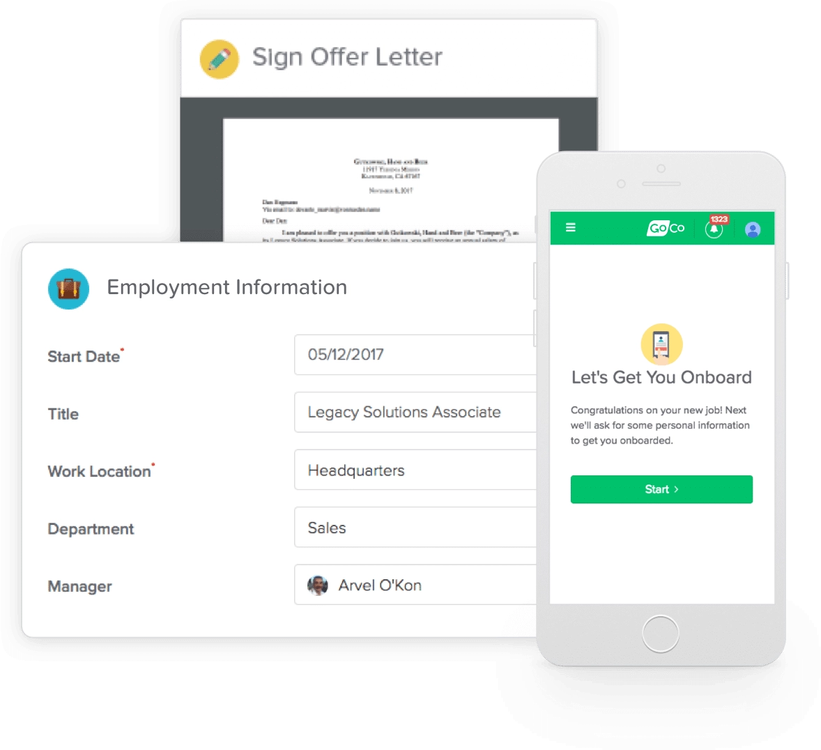 a phone and tablet showing the sign - on - demand form