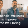 A smiling couple speaking to and shaking hands with a financial advisor.