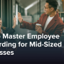 Two businesspeople high-fiving in an office