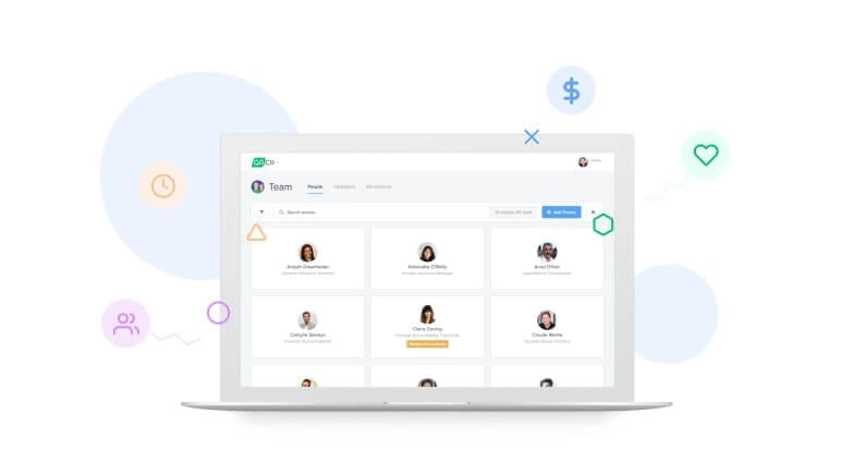 a laptop with a group of people on it