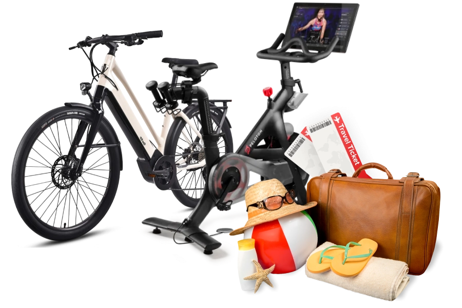 a bicycle with a bag and a bag